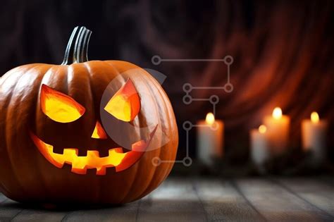 Calabaza de Halloween iluminada con una vela