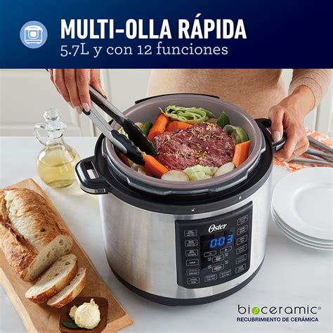 Multi-Olla rápida Oster mostrando sus funciones