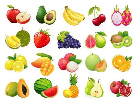 Ilustración de varias frutas coloridas