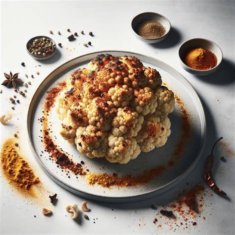 Coliflor fresca y especias variadas