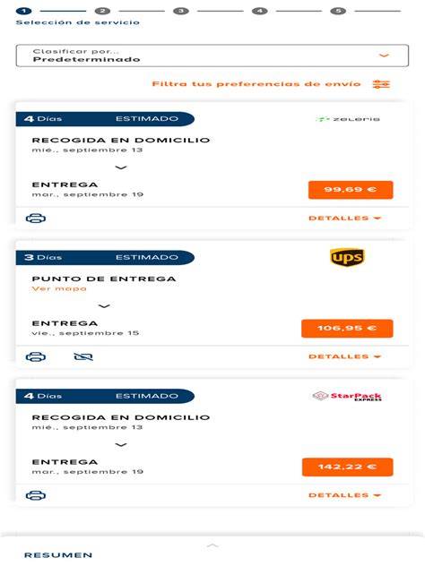Opciones de envío y precios