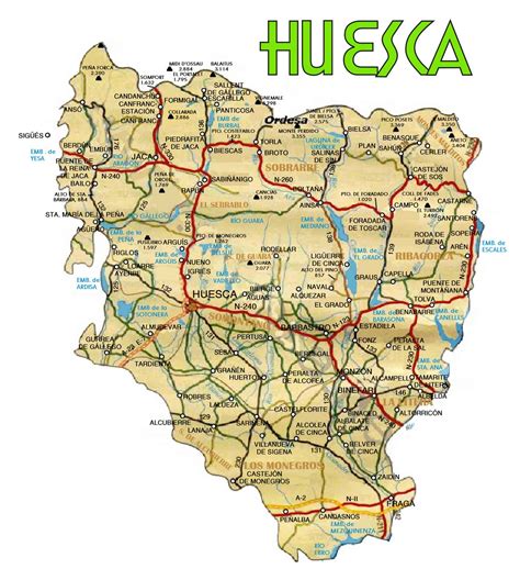 Mapa de Aragón destacando la provincia de Huesca