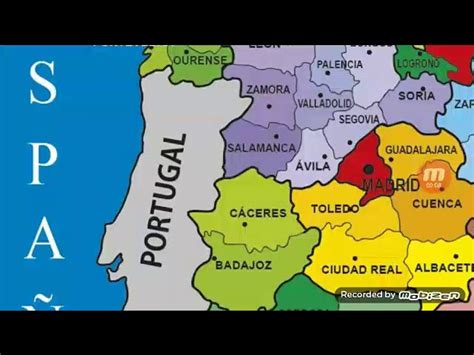 Mapa de España y Portugal con énfasis en Galicia y Algarve