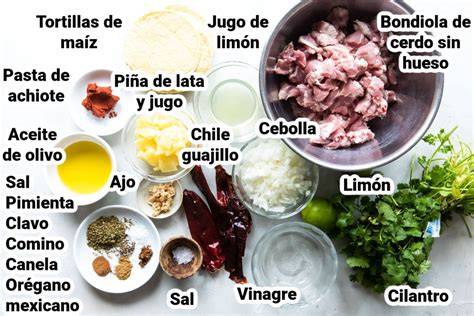 Ingredientes para tacos al pastor