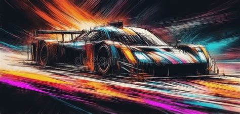 Ilustración de un coche de carreras casero y colorido