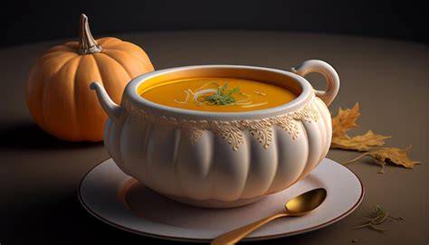 Sopa de calabaza servida en un bol