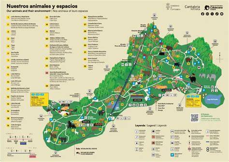 Mapa del Parque de Cabárceno con la ubicación de los restaurantes