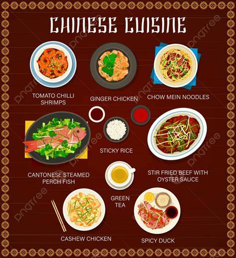 Menú variado de comida china