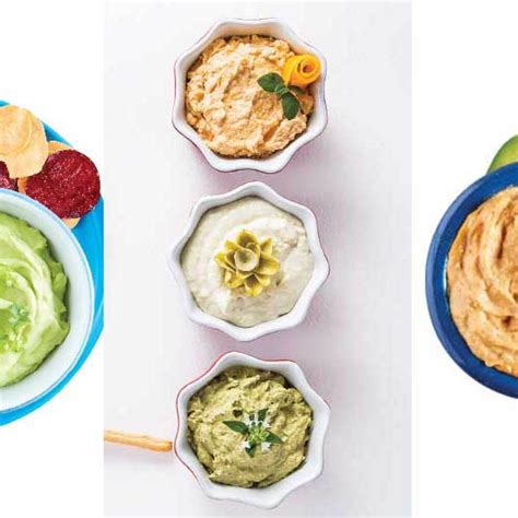 Variedad de dips para acompañar crudités