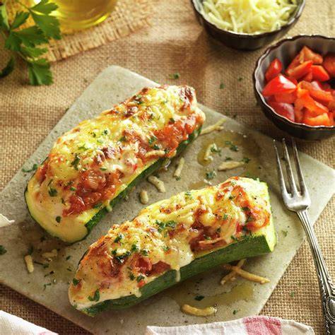 calabacines rellenos horneados y gratinados