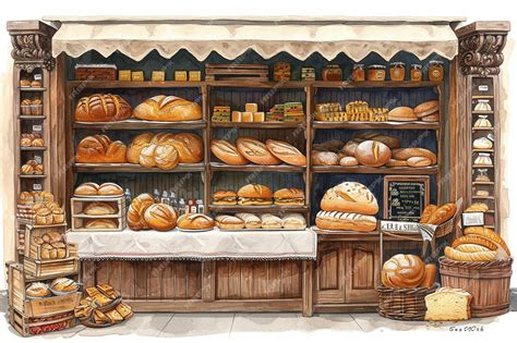 Interior de una panadería tradicional con productos de panadería y pastelería expuestos.