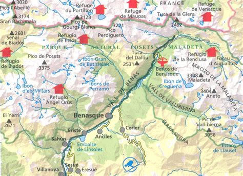 Mapa del Valle de Benasque y alrededores