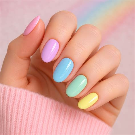 Variaciones de uñas arcoíris pastel