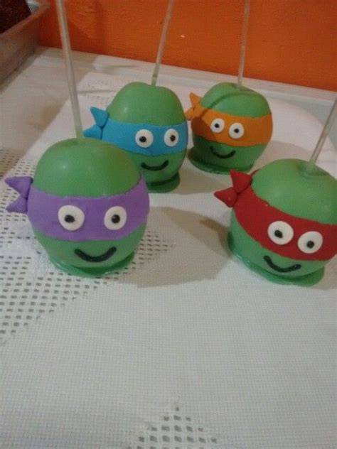 Manzanas decoradas como Tortugas Ninja