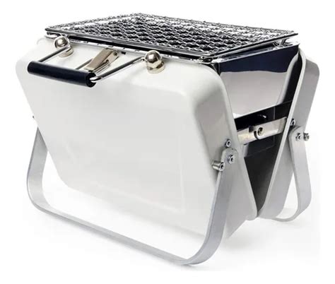 Barbacoa portátil tipo maletín plegada y desplegada