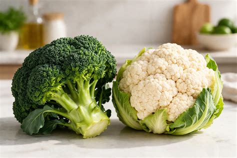 Comparativa visual brócoli y coliflor