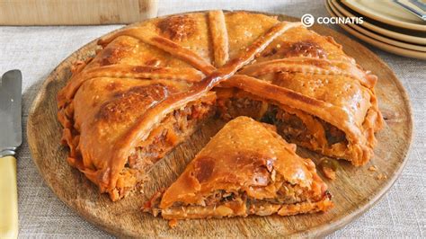 Esquema de las capas de una empanada gallega