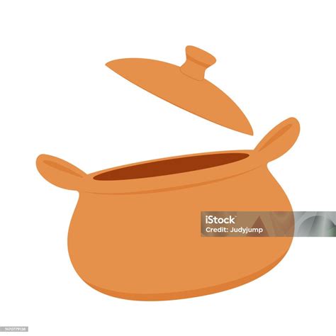 Ilustración de una olla de barro con alubias y carnes