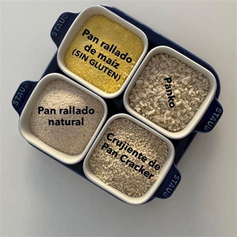 diferentes tipos de pan rallado y texturas para rebozar