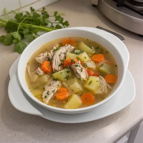 Sopa de pollo casera en un tazón