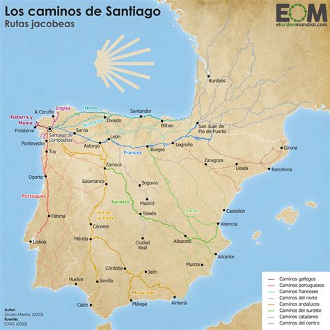 Mapa del Camino de Santiago en Asturias con La Pola de Siero marcada