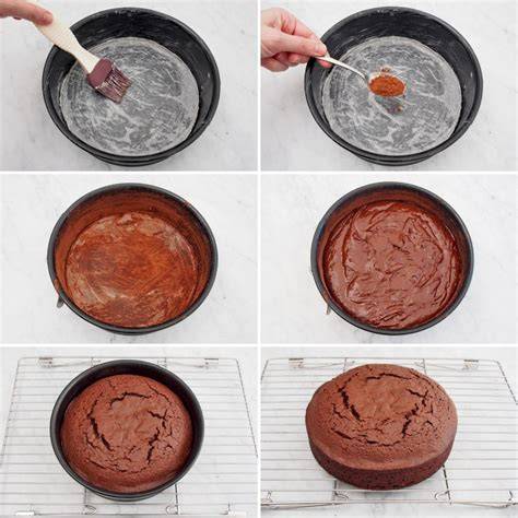 Proceso de horneado de bizcocho de chocolate