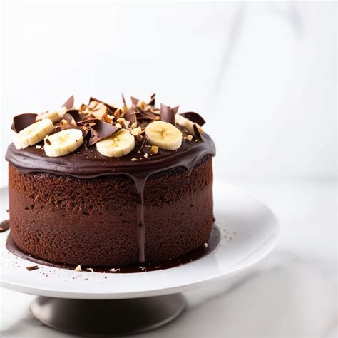 Torta de banana y chocolate con cobertura