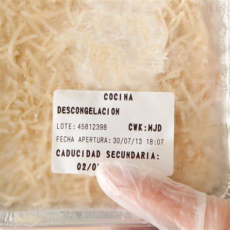 Etiquetas con fechas de congelación en bolsas de queso