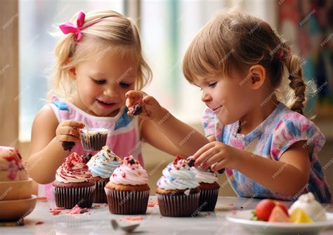 Niños decorando cupcakes en un taller