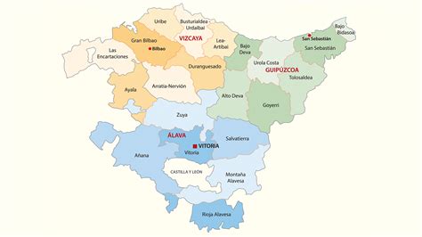 Mapa del País Vasco destacando Bilbao