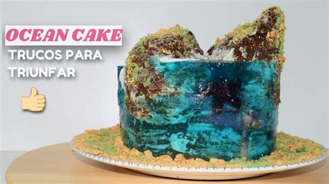 Tarta terminada con efecto océano y playa