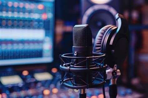 Imagen de un micrófono y un estudio de radio.