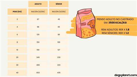 Tabla comparativa de energía metabolizable en alimentos para perros