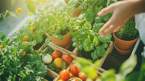 huerto urbano con plantas de brócoli