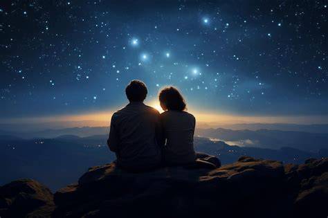 Una pareja joven mirando las estrellas