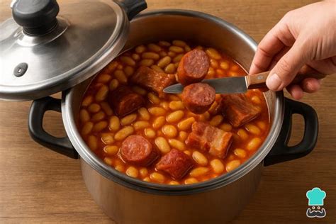 Cocción lenta de la fabada en olla tradicional
