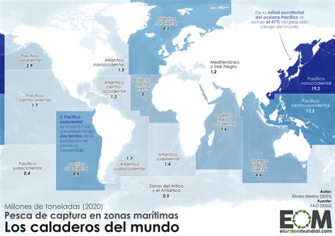 Mapa de las principales zonas de pesca de bacalao