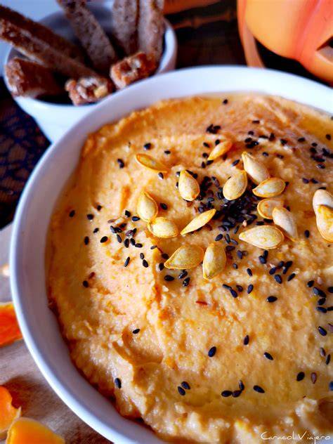 Calabaza asada con hummus y especias