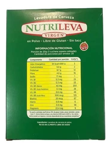 Tabla nutricional de levadura de cerveza