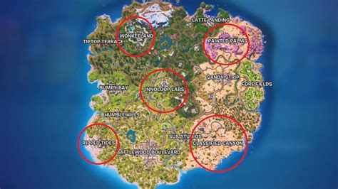 Mapa de las ubicaciones de máquinas de tiro al plato en Fortnite Battle Royale