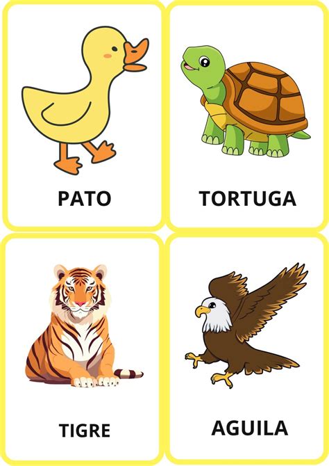 Tarjetas con imágenes de animales y objetos para juegos de lenguaje
