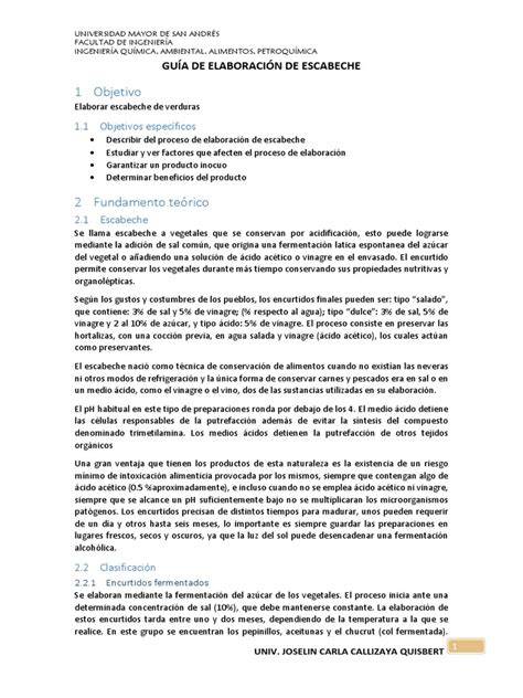Proceso de elaboración de escabeche