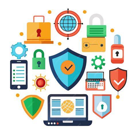 Iconos de seguridad informática y prevención de fraude