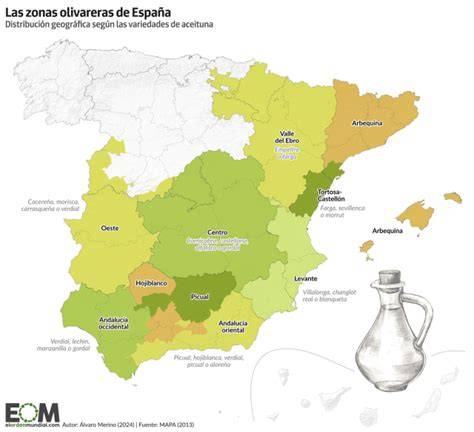 Mapa mostrando las principales zonas de cultivo de alcachofas en España
