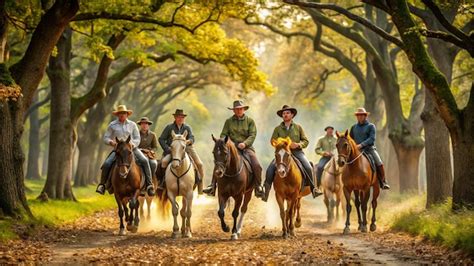 Grupo de personas montando a caballo en una ruta ecuestre