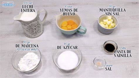 Ingredientes para crema pastelera de arroz