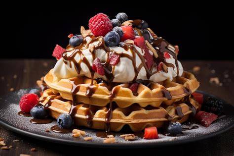 Gofre recién hecho con toppings
