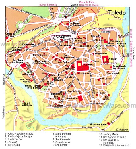 Mapa de Toledo con ubicación de creperías