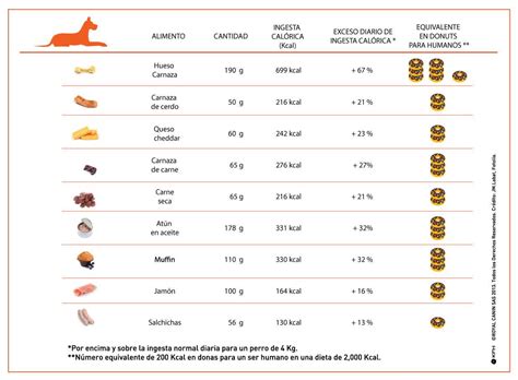 Tabla nutricional comparativa de alimentos para perros