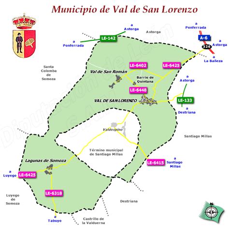 Mapa de Val de San Lorenzo en la provincia de León